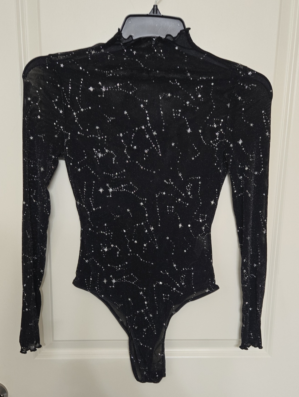 Black Constellation-Print Long Sleeve Bodysuit